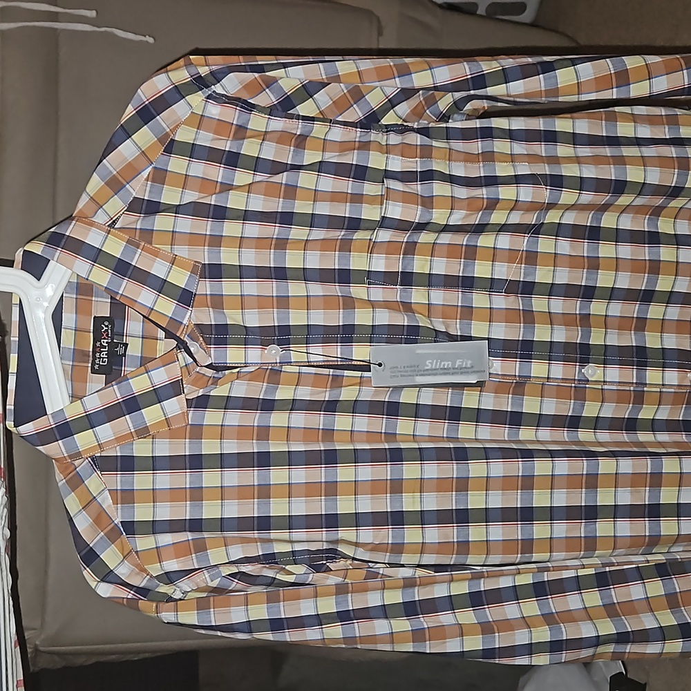 Men's Galaxy By Harvic Long Sleeve Slim Fit Dress Shirt Sz L